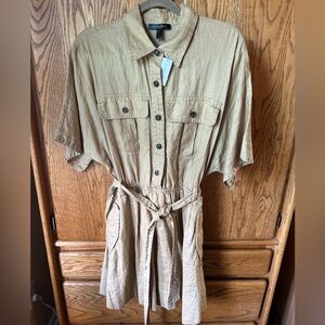 NWT L Banana Republic Khaki Linen Dress